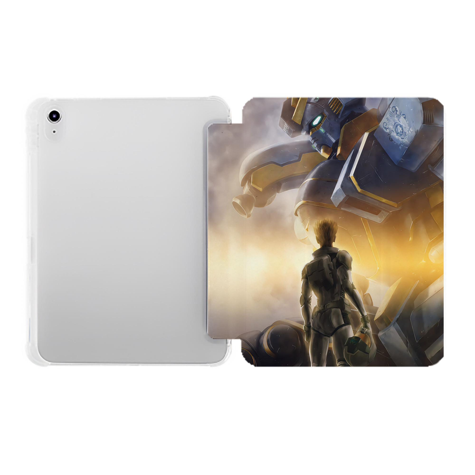 （画像用） 機動戦士ガンダム Mobile Suit Gundam IPad ケース ペン収納付き 三つ折りスタンド PUレザー×シリコン 対応機種9.5/10.5/10.9インチ